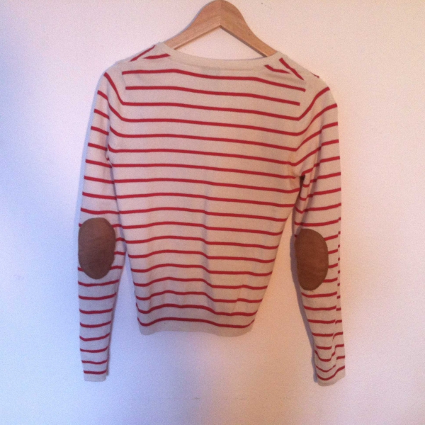 Gestreifter Cardigan Leder Elbow Patches/Flicken