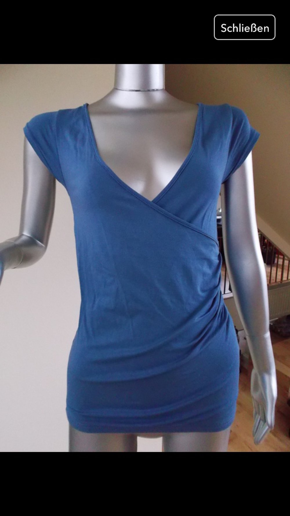 Basic Shirt V Ausschnitt blau 