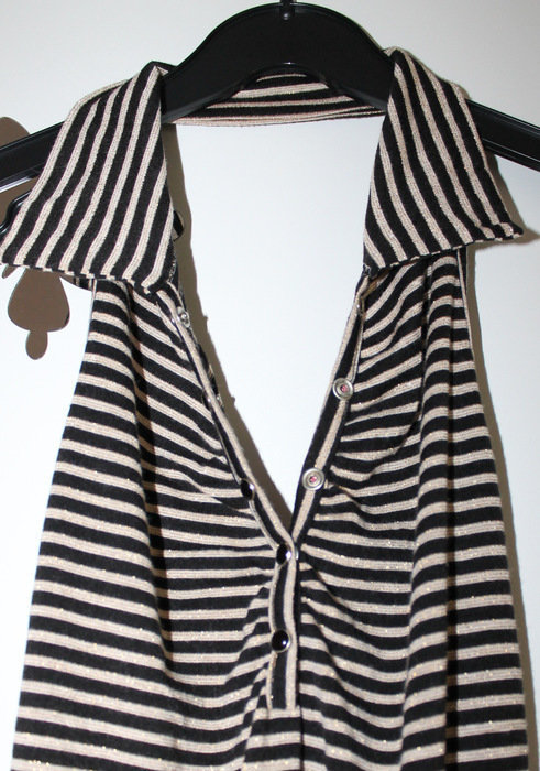 süßes, schickes Neckholder Top in schwar gold weiß gestreift
