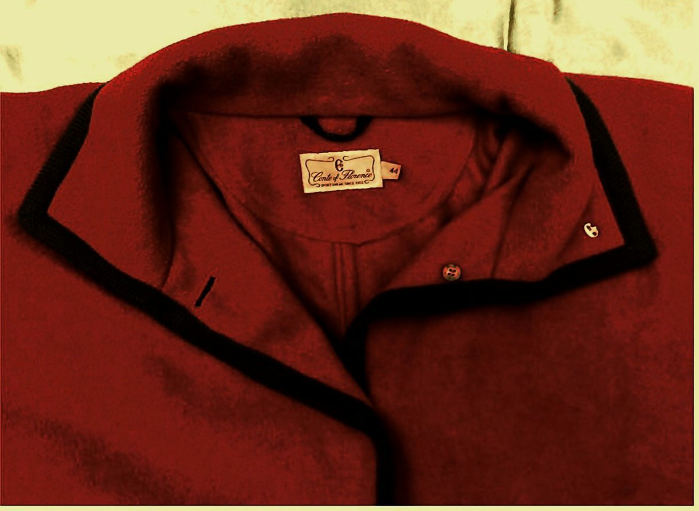 Poncho von Conte of Florence - Dunkelbräunlichrot mit Khaki-Saum - Größe 44