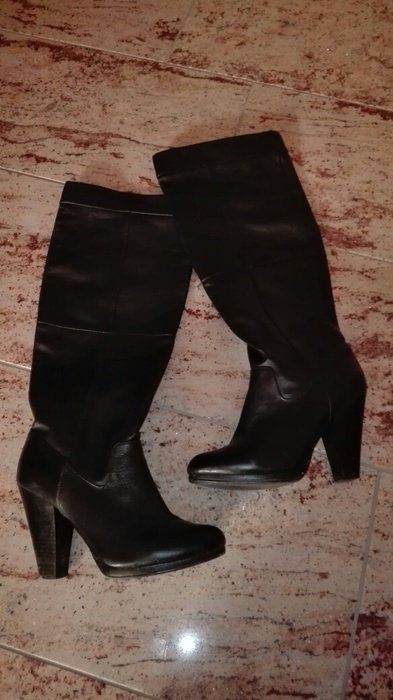 H&M Stiefel Boots Plateau Overknee Echtleder Größe 41