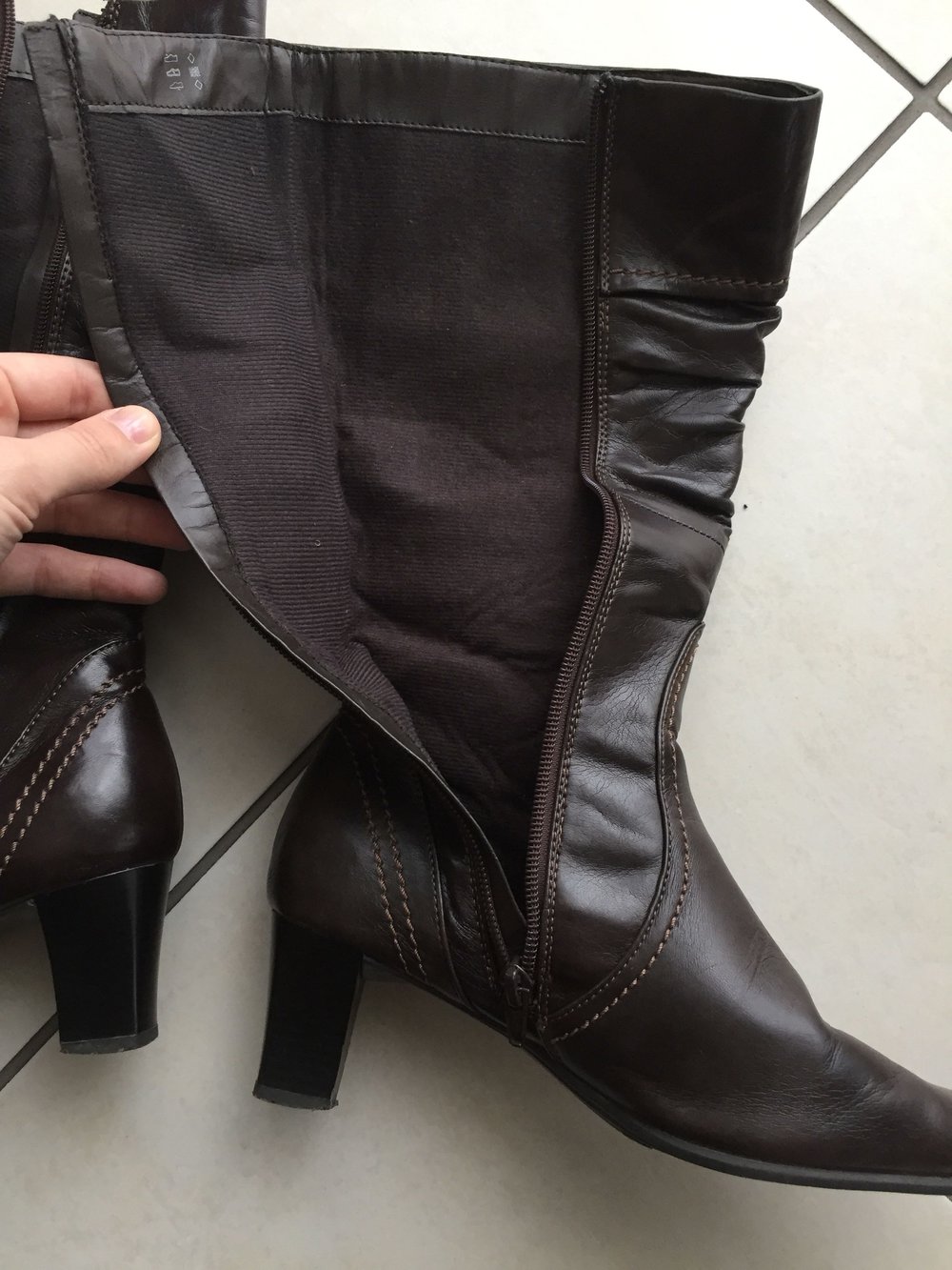 Schicke Stiefel dunkelbraun Vintage Schuhe Stiefel mit Reißverschluss 38