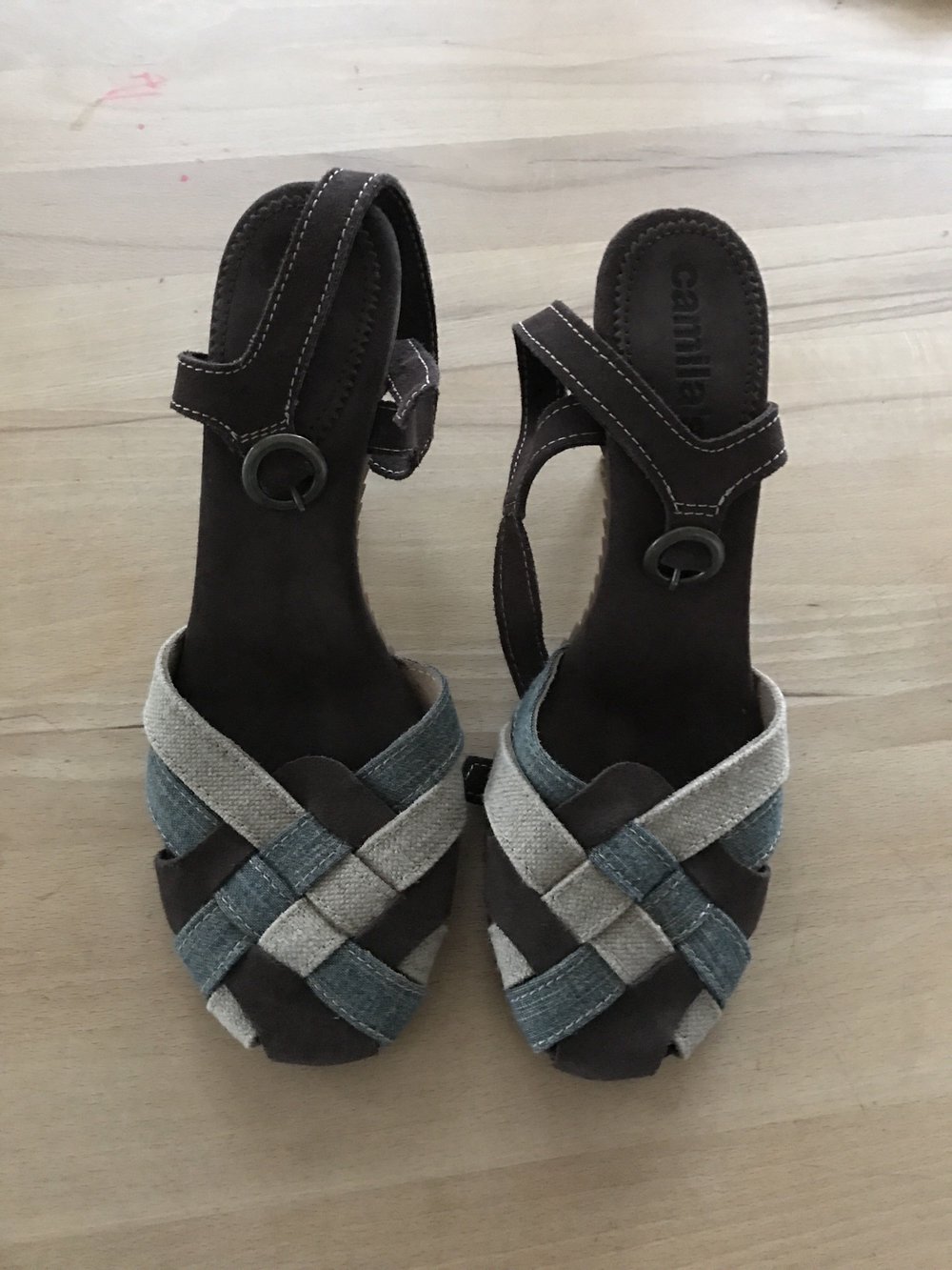 Neuwertige High Heels aus Echt Leder/ Canvas