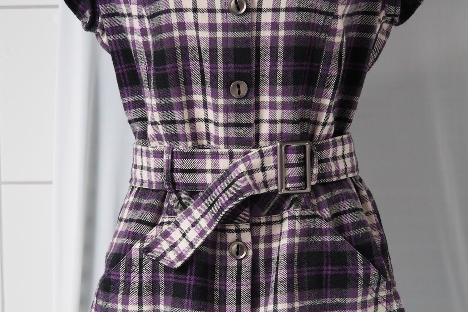 Flannelkleid kariert mit Gürtel