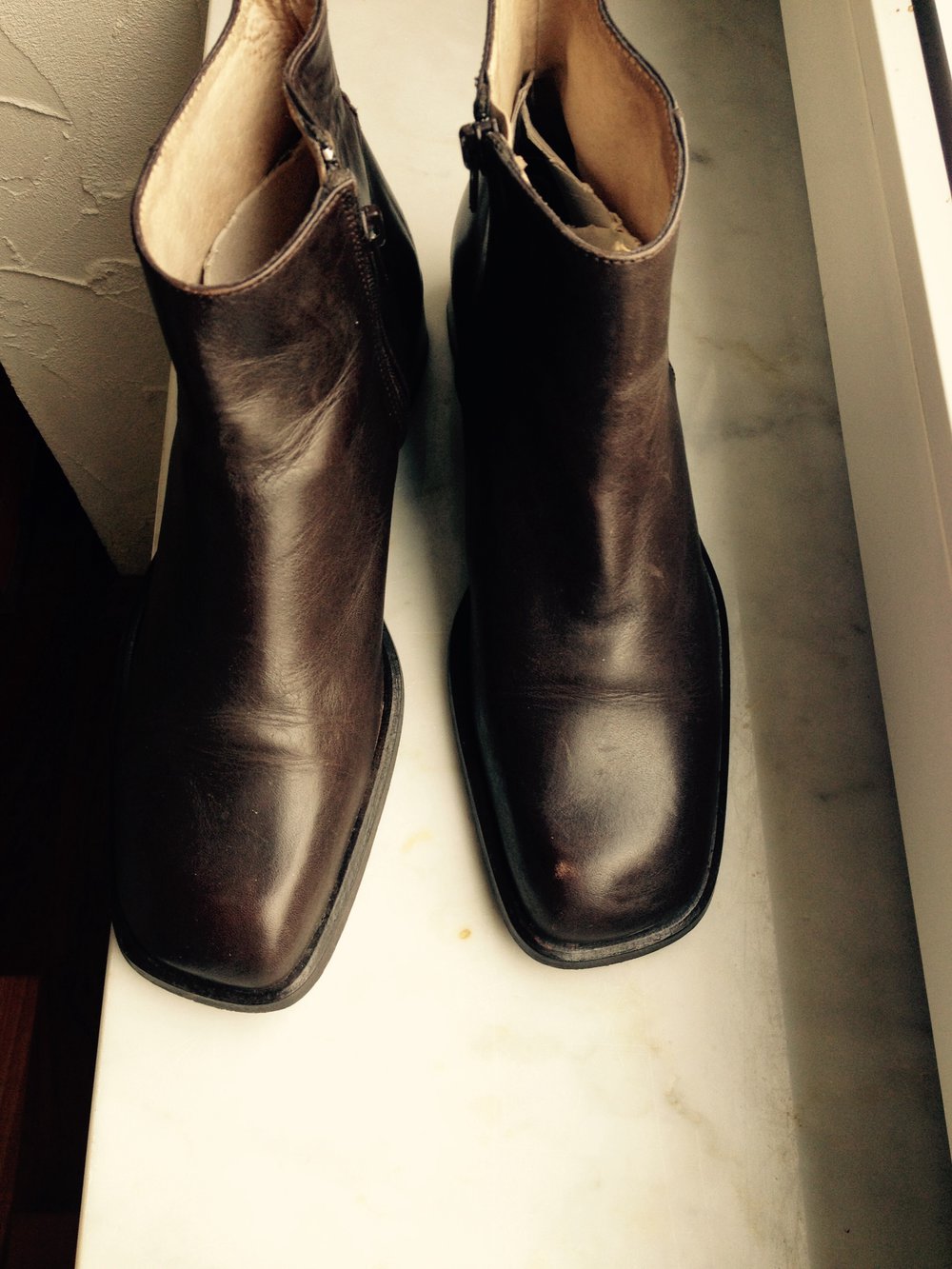 Elegante Braune Leder Stiefeletten Boots Schuhe