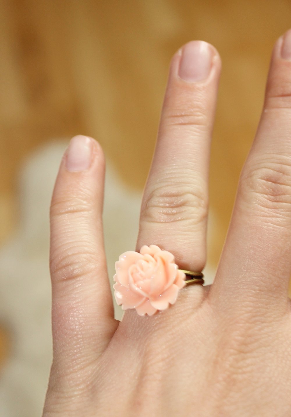 Ring Blume Blüte Rosa Bronze Verstellbar