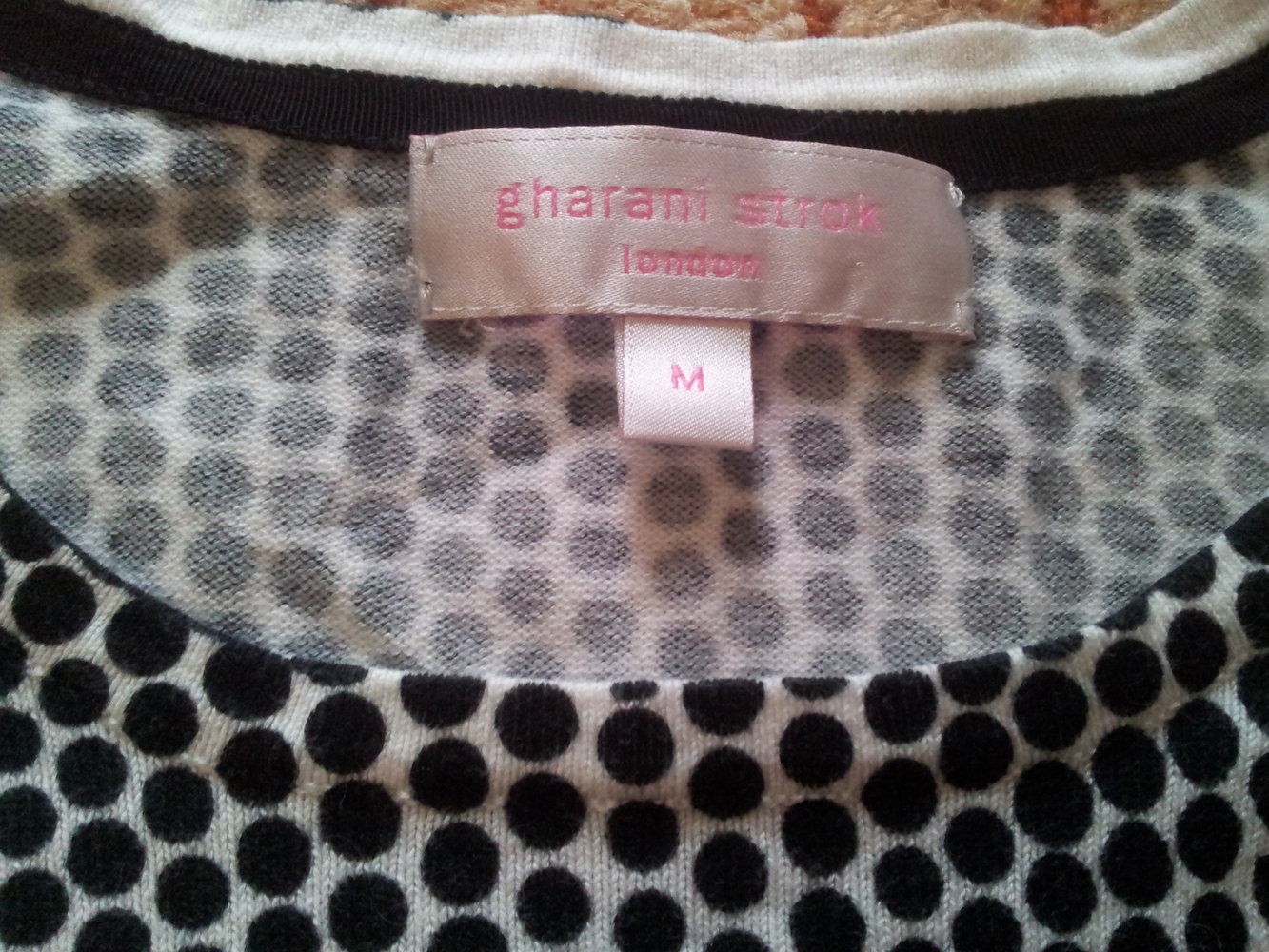  Pullover Gharanie Strok London weiß schwarz Punkte Gr. M