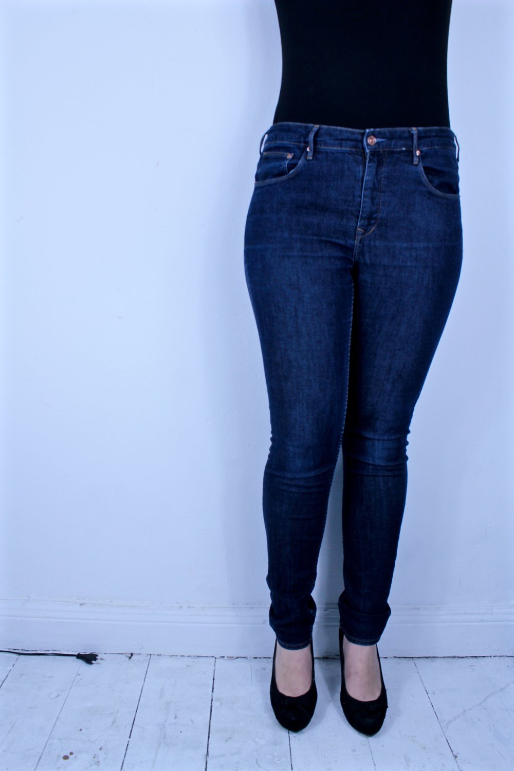 Jeans HM h&m blau demin highwaist slim leg 31 32 basic Alltag lang blau