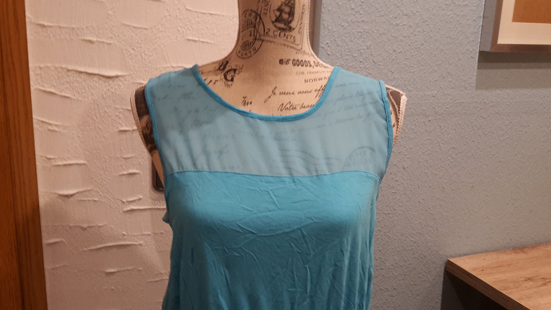 hellblau türkis sommer kleid transparent gr.38 luftig