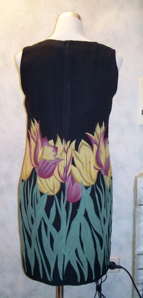 VINTAGE// Ärmelloses Kleid (gerade) gemustert mit Blumen Gr. 38/ 40