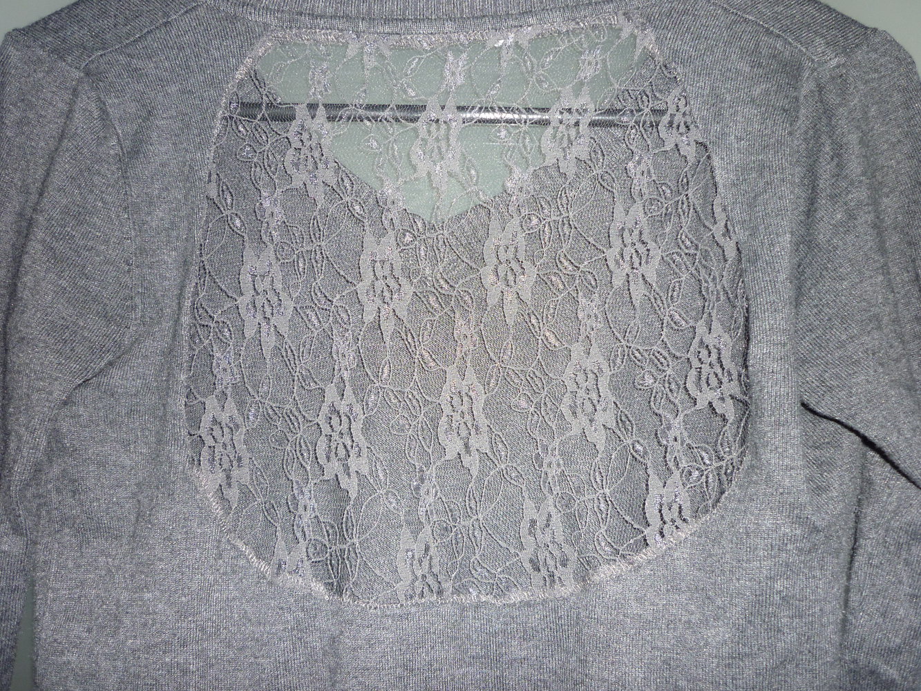 C&A Clockhouse Strickpullover grau mit Spitze Größe S 36