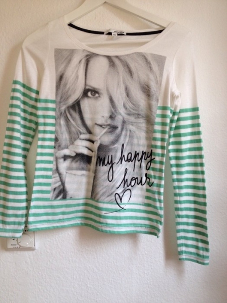 Langarm Shirt mit Streifen und Aufdruck