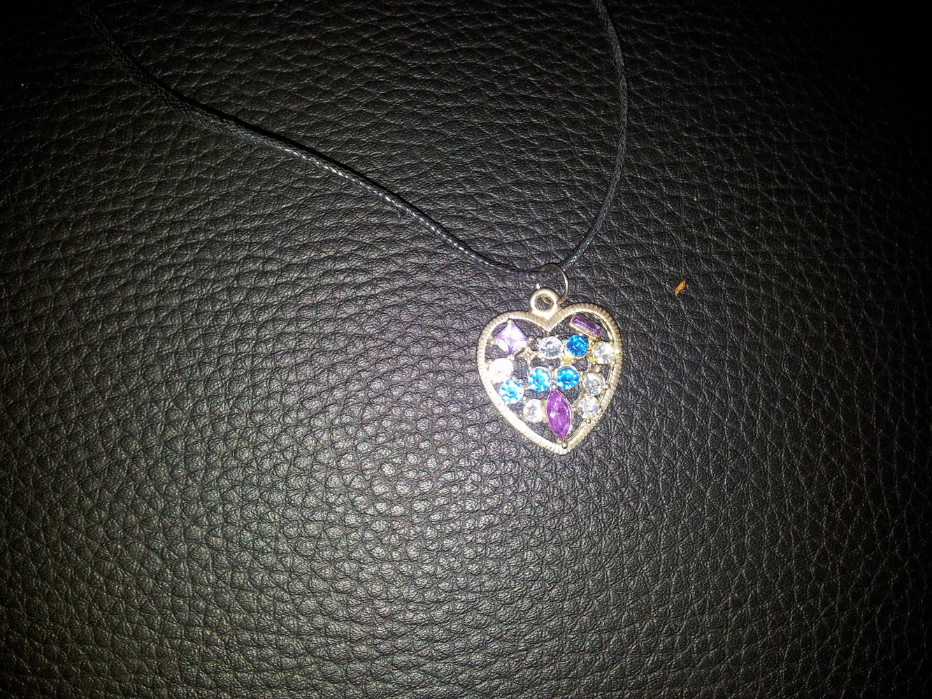 Modeschmuck Kette Herz Steinchen silber bunt NEU