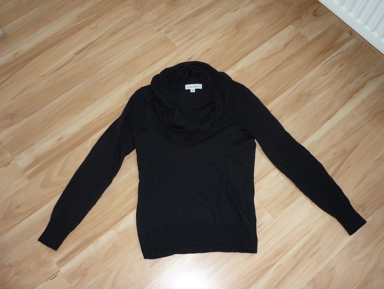 Calvin Klein Strickpullover Wasserfallkragen schwarz Größe M 