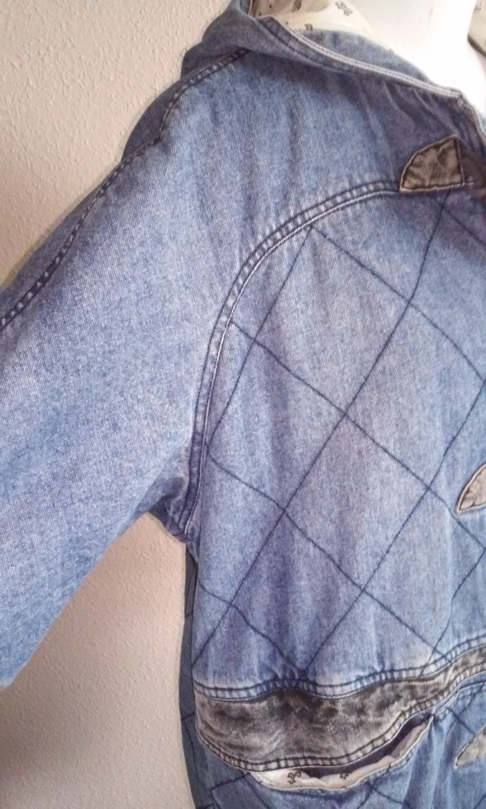  Jeansmantel Jeansparka Damen Parka Mantel Jacke Kapuzenjacke wattiert  vintage