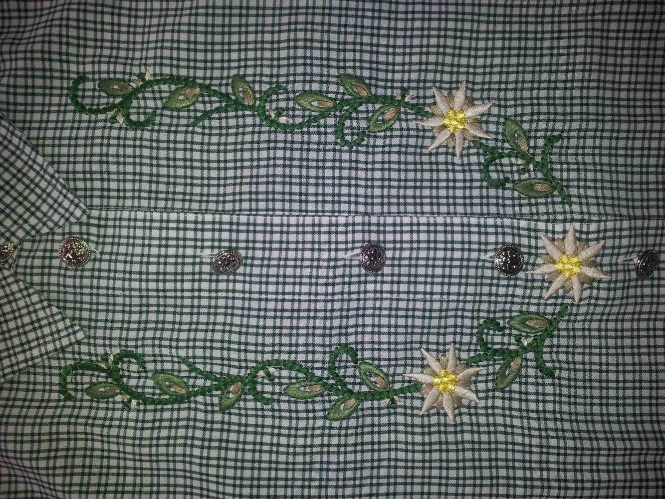 Trachten Bluse grün weiß Stickerei Gr. 40 NEU