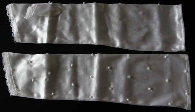 Brauthandschuhe Stulpen Handschuhe Braut Hochzeit weiß Perlen Spitze