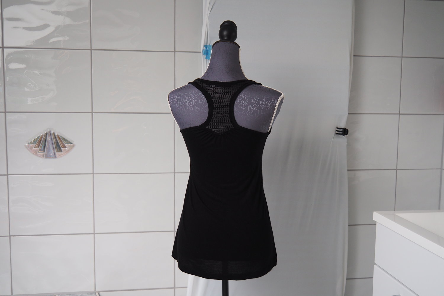 schwarzes pailletten Top 