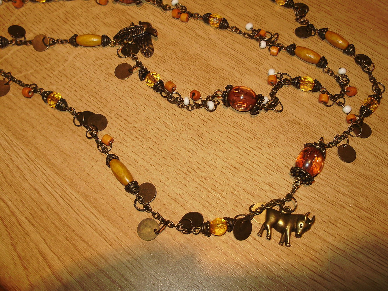 Kette lang ausgefallen romantisch braun bronzefarben NEU