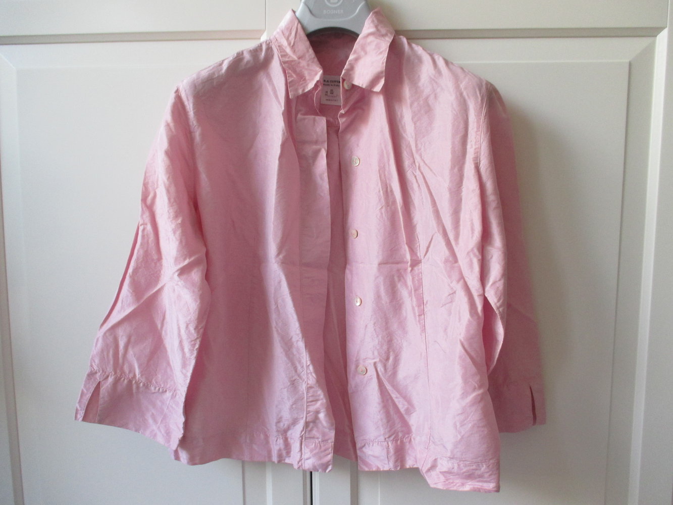 Seidenbluse, kurzes Seidenjäkchen in Rosa, 100 % Seide, Clara Cottmann, made in Italy, Gr. 38 