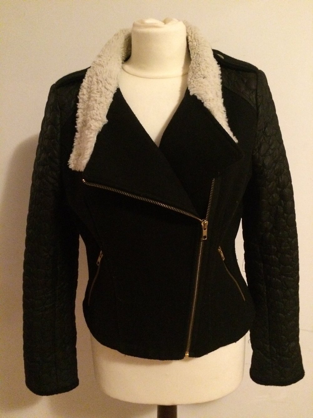 Biker Jacke Winter warm mit Fell und Stepp