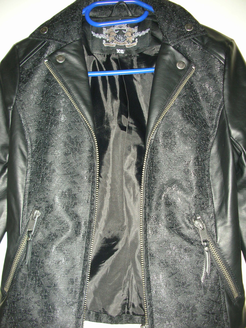Kunstlederjacke Gr.XS Lederimitat Lederjacke schwarz mit Spitze