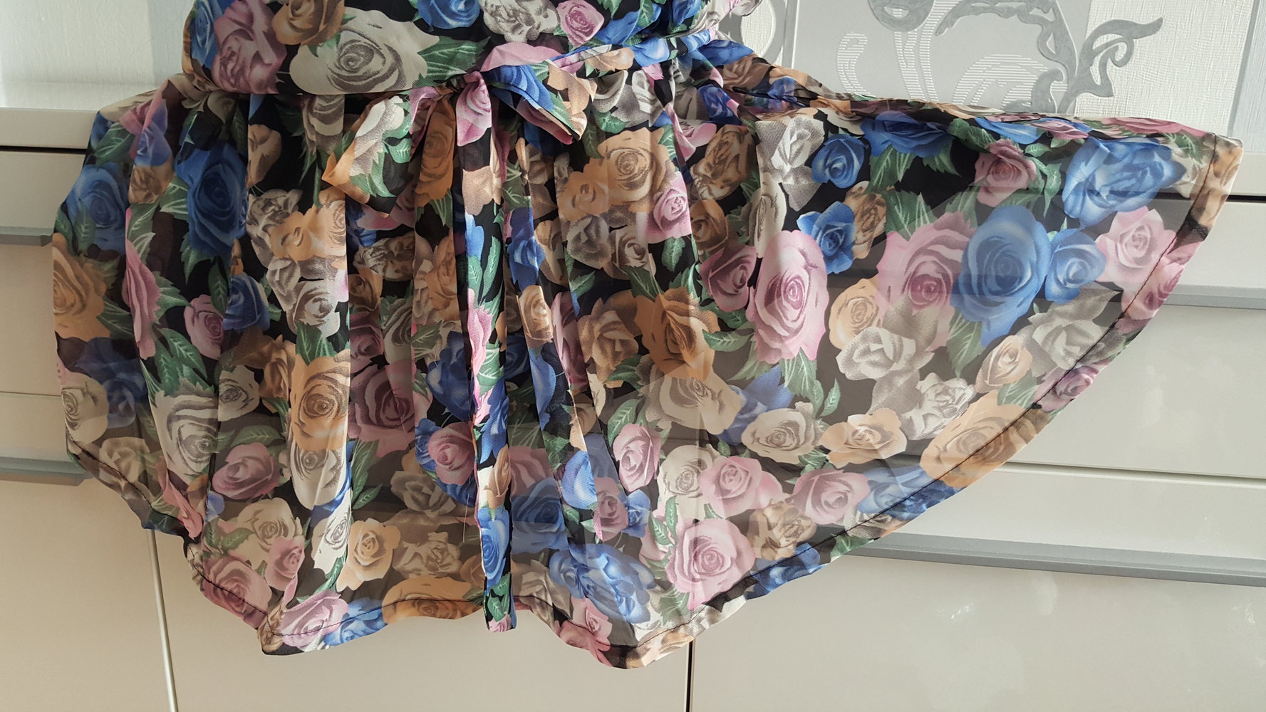 Blumiges Boho Kleid L 40 auch M 38 Blumen Blau Rosa Gelb Bunt Neu