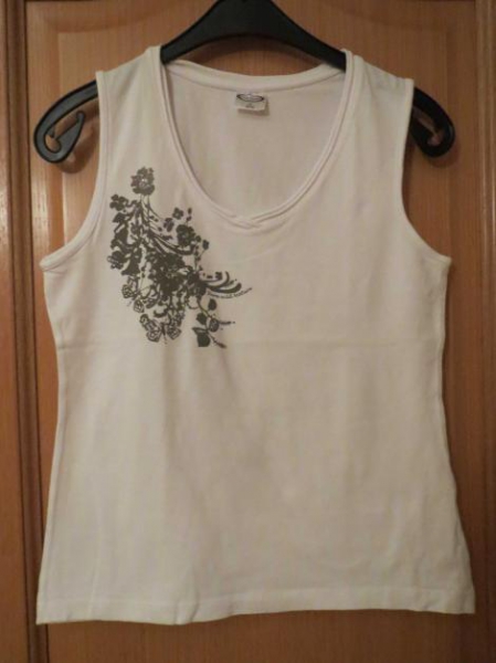 Top, Gr.38/S, mit Blume, weiß
