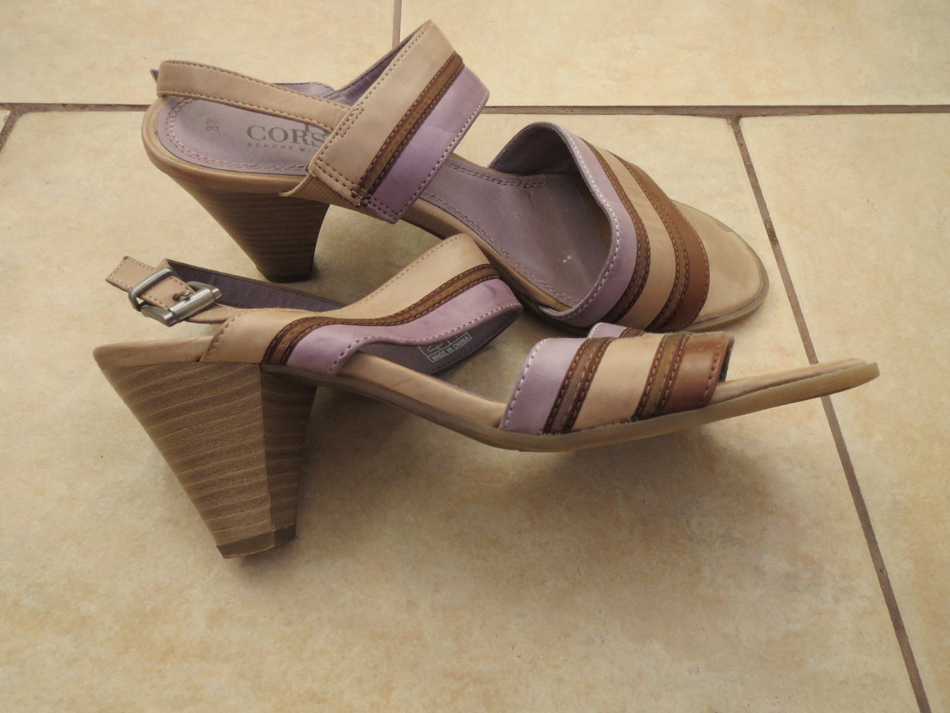 Sandaletten, Gr.37, beige-lila