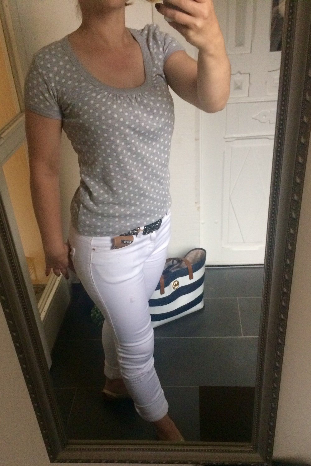 FlashLights T-Shirt Dots Punkte Polka grau weiß Gr. M