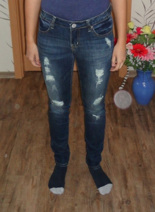 Used Jeans blau Destroyed Basic Skinny