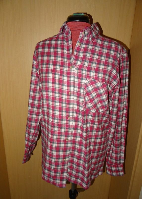 Karobluse Flanell Bluse Karo rosa grau Gr. 36 / S
