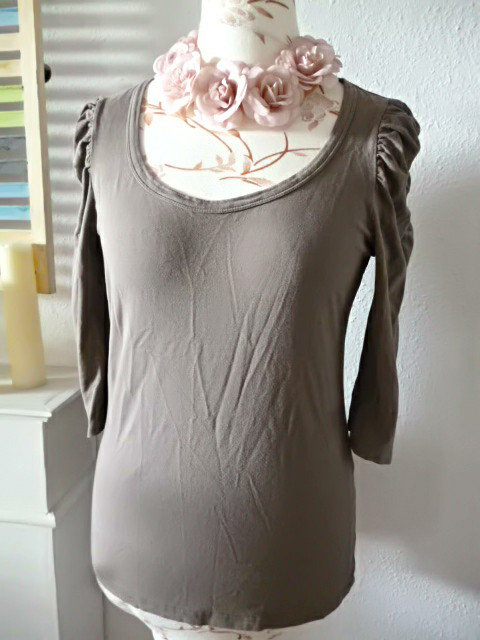 Puffärmel taupe Oberteil 40/42