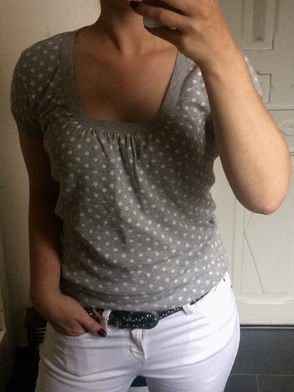 FlashLights T-Shirt Dots Punkte Polka grau weiß Gr. M