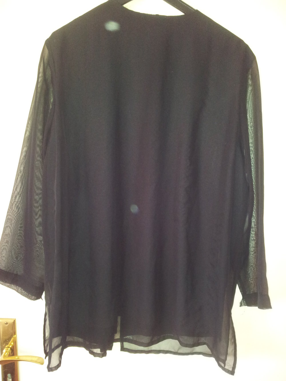 Bluse schwarz transparente Ärmel & Oberstoff Gr. 50