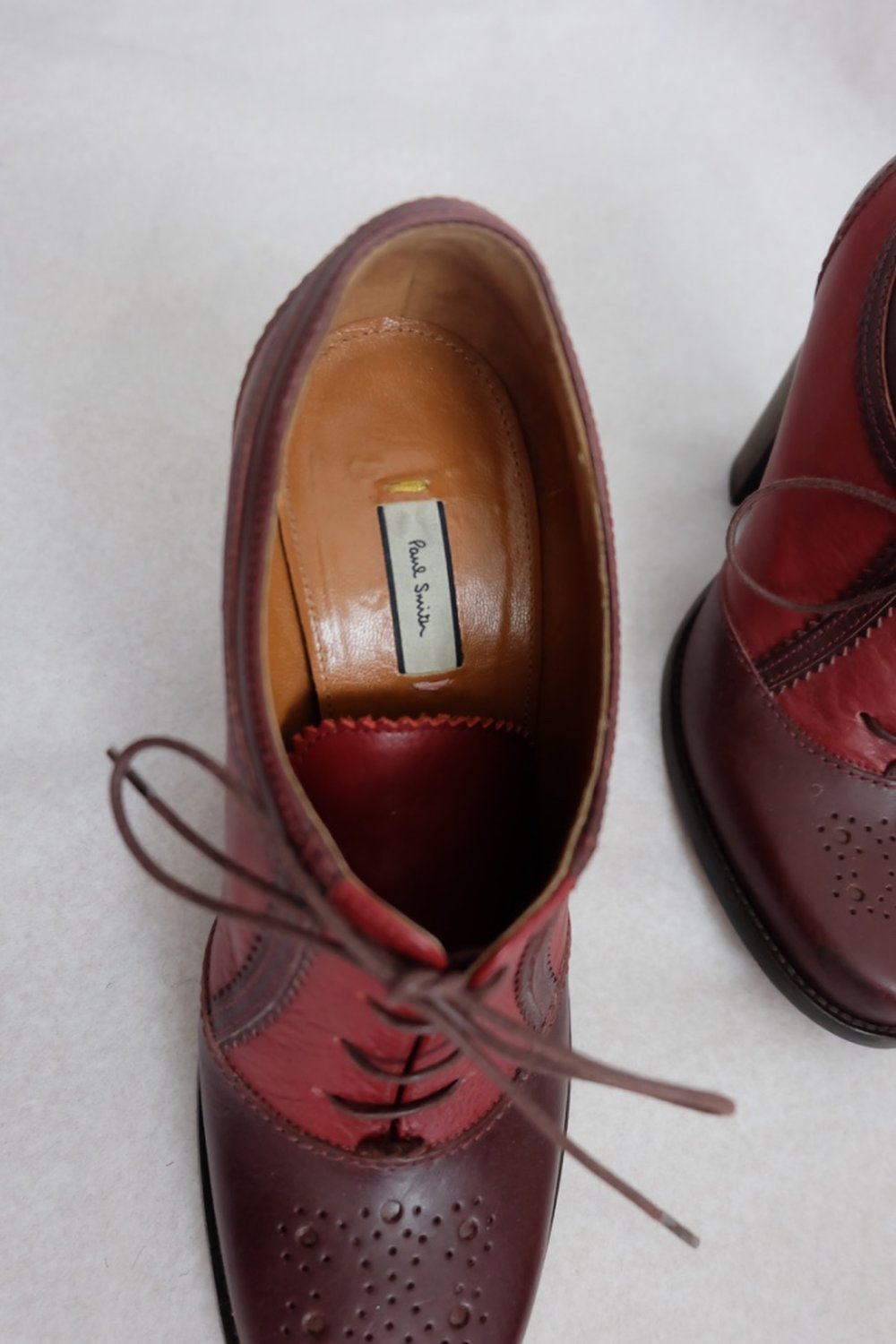 Paul Smith Red Harlow Damen Pumps mit Block Absatz aus Leder Rot / Braun in 38,5