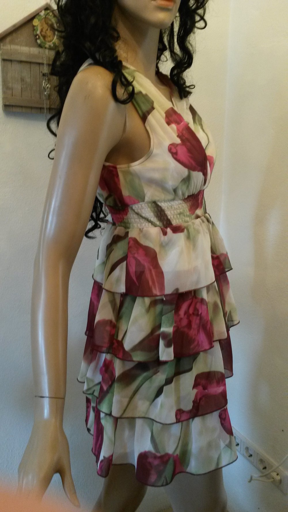 Volantkleid mit hoher Taille 