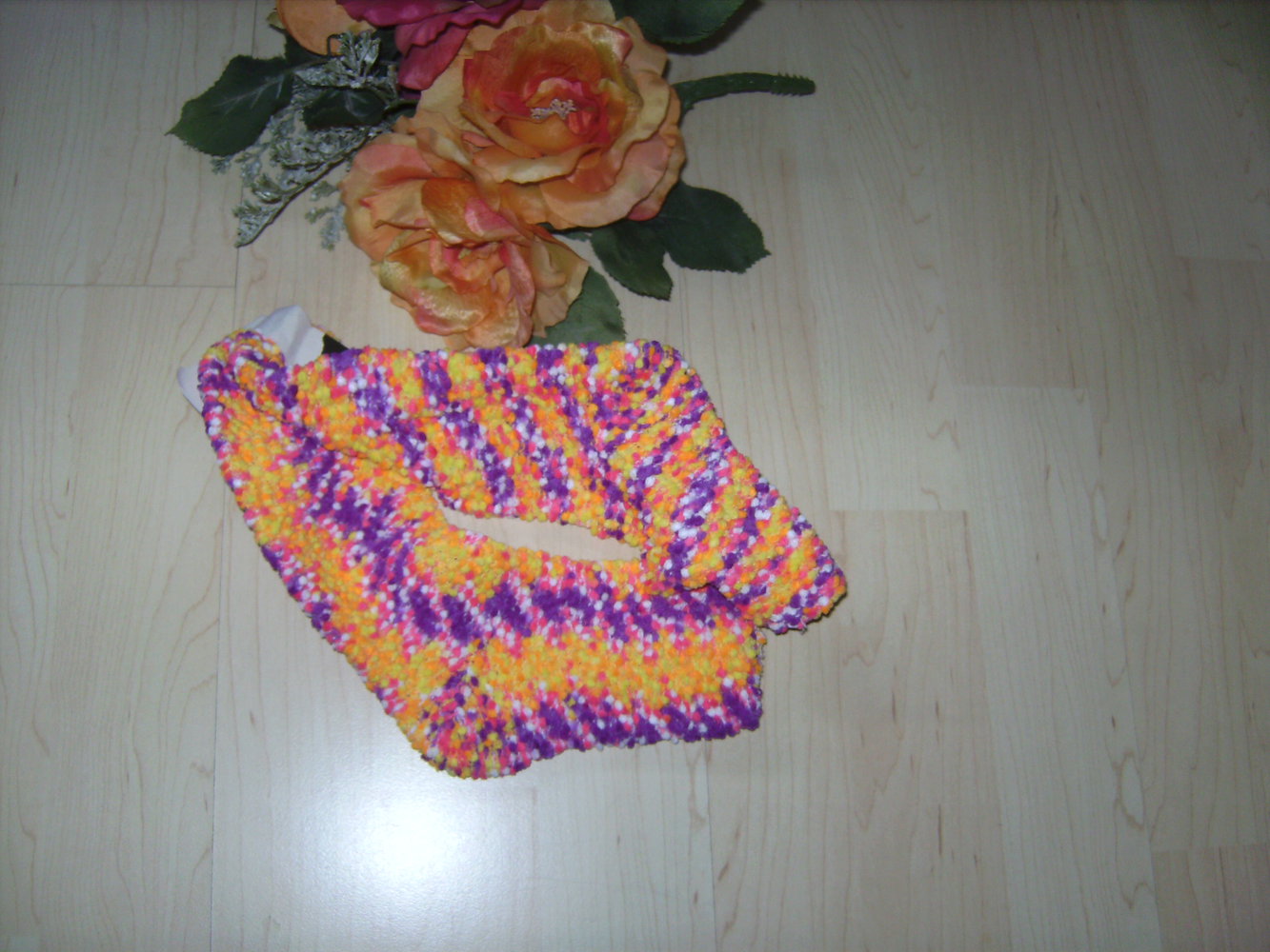 Kuschelsocken Bouclè Gr. 35-38, Neu und Ungetragen, Wellness-Socken, Füsslinge neon Colour Blocking Yoga