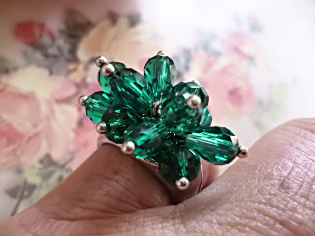 Grüner Kristall Ring S/M