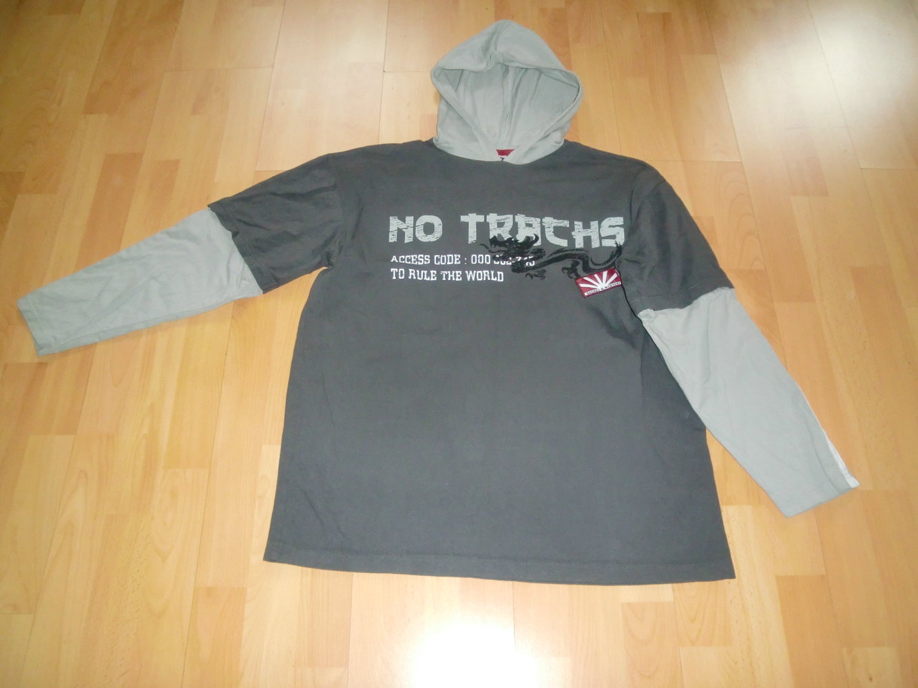 Shirt mit Kapuze, Gr. 170/176, grau