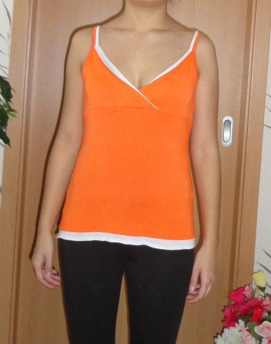Top orange weiß Basic