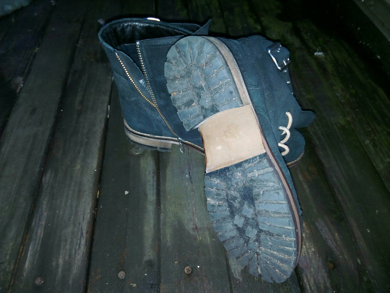 Blaue Stiefel aus Wildleder. Sisley Gr. 37