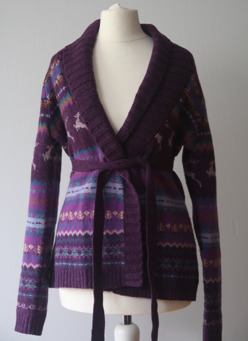 Norweger Strickjacke Wickeljacke Cardigan Wolle