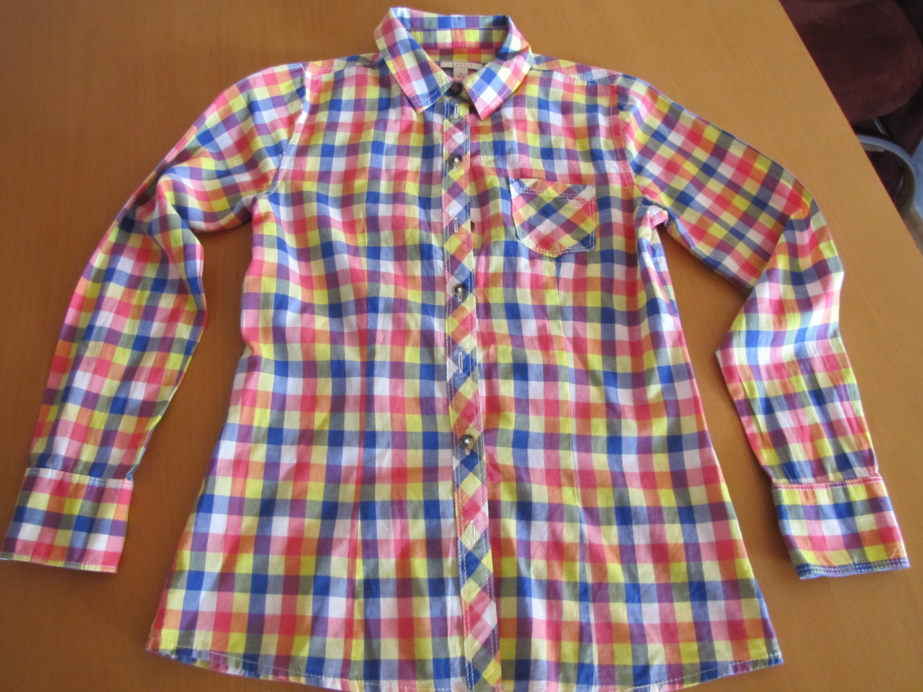 Esprit: bunt karierte Langarmbluse Gr. 152/158