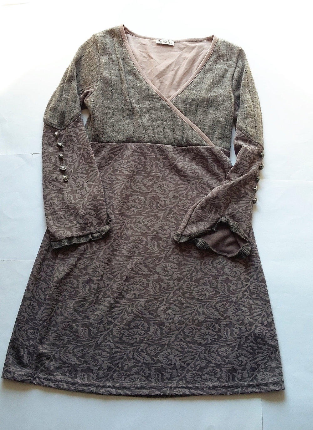 NEU Shirtkleid von BOYSEN'S Gr. 38 S grau aubergine