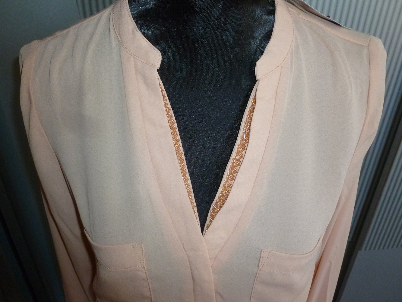 Bluse Shirt nude Pailletten Promod neu