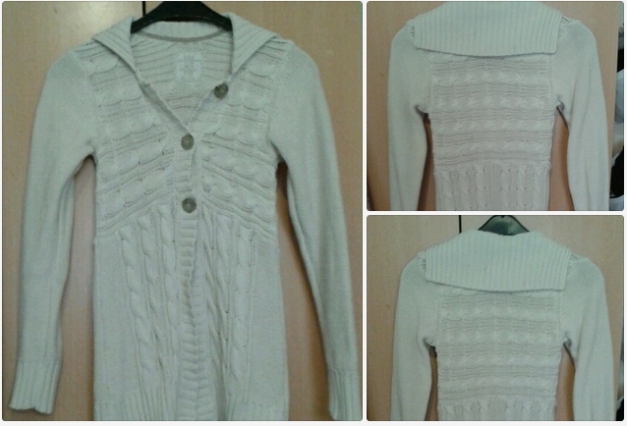 Weiß Strickjacke grobstrick