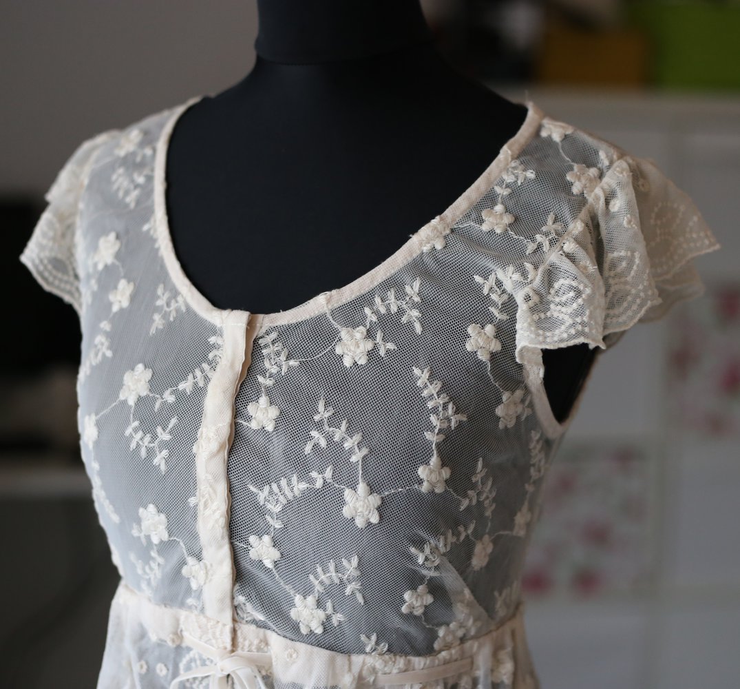 Beige weiße Spitzenbluse Primark XS 34