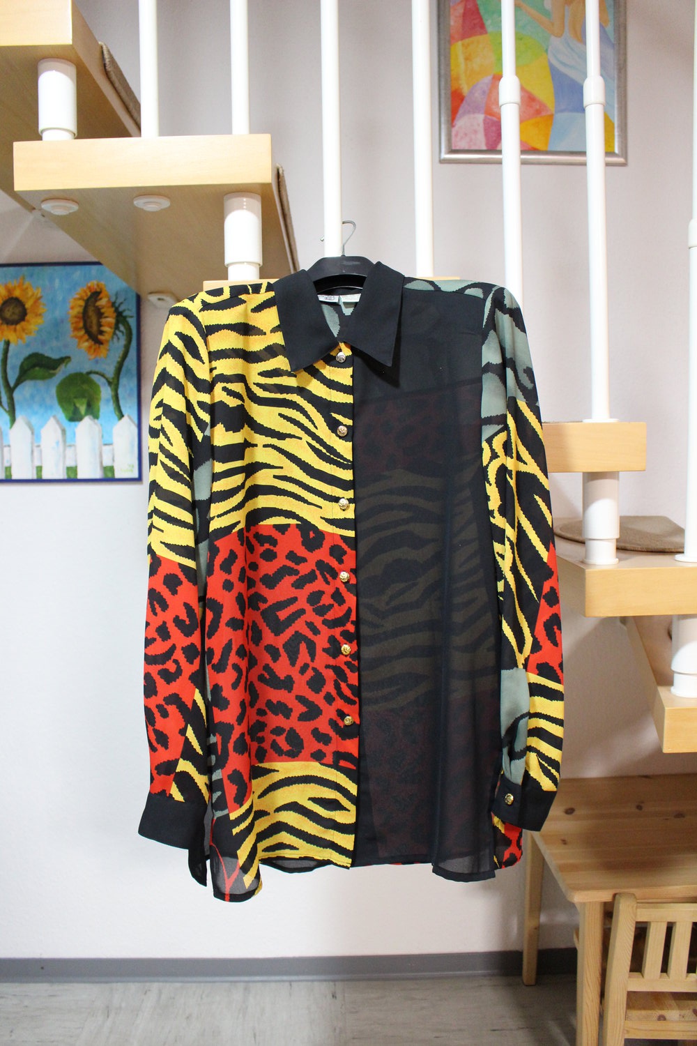 339. Retro-Bluse mit Tier- Printmuster von Chris JB, Gr. 38-40