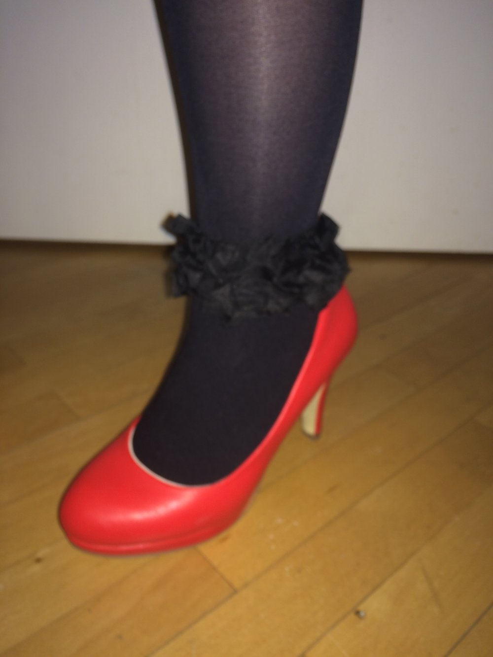 Gaiter mit Blumen schwarz